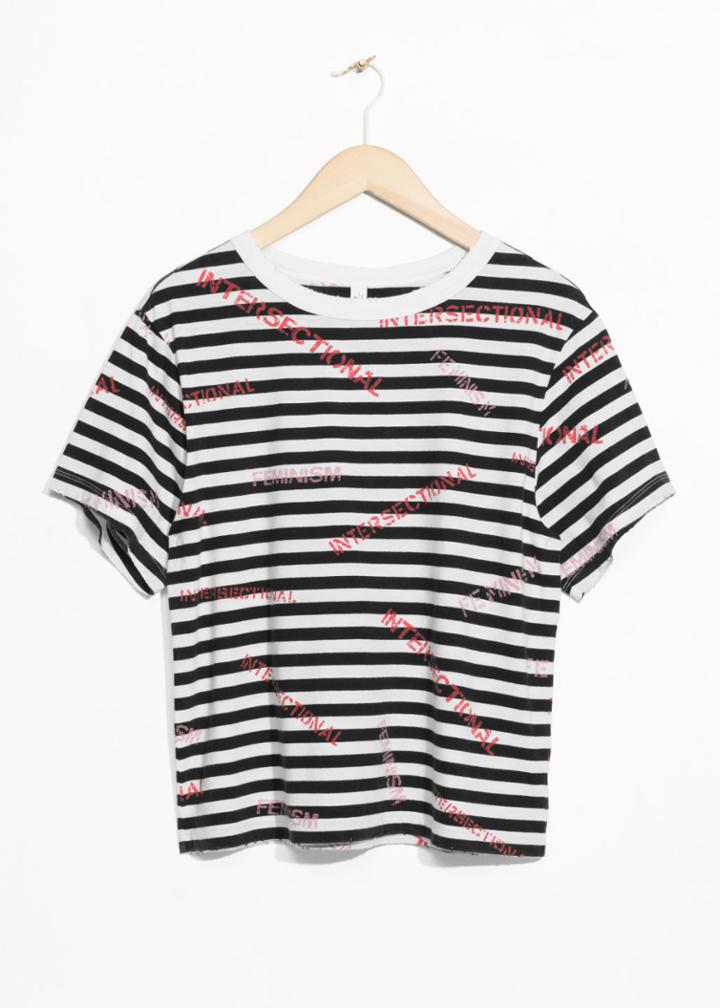 Other Stories Printed Striped Tee - Black
