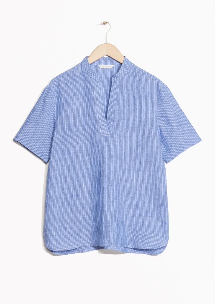 Other Stories Split Neck Linen Blouse