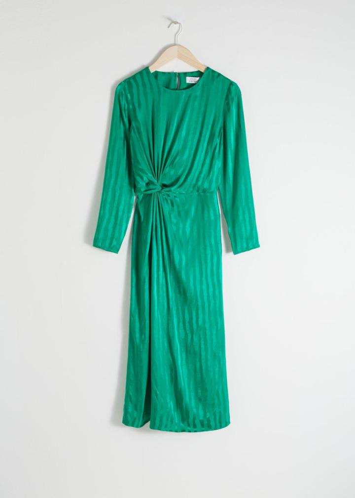 Other Stories Striped Twist Knot Midi Dress - Green