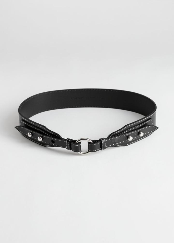 Other Stories O-ring Leather Waist Belt - Black