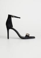 Other Stories Suede Square Toe Heeled Sandal - Black