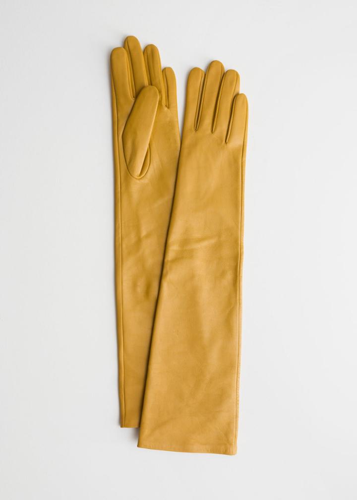 Other Stories Long Leather Gloves - Yellow
