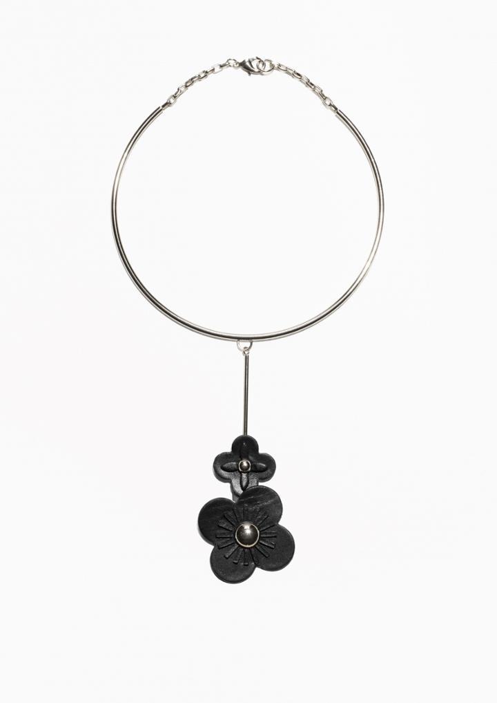 Other Stories Leather Flower Choker