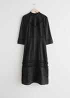 Other Stories Pom Pom Lace Midi Dress - Black