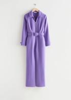 Other Stories Belted Collared Jumpsuit - Purple