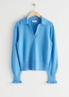 Other Stories Collared Wool Knit Sweater - Blue