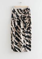 Other Stories Printed Wrap Midi Skirt - Beige