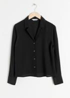 Other Stories V-cut Silk Button Down Blouse - Black