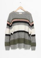 Other Stories Mohair Blend Striped Sweater - Grey