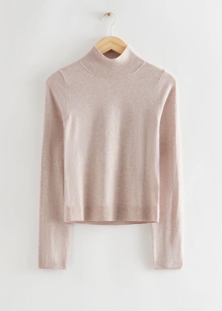 Other Stories Slim-fit Mockneck Wool Top - Rust