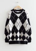 Other Stories Argyle Wool Knit Sweater - Black