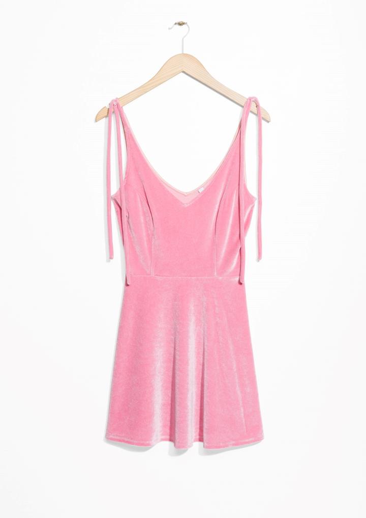 Other Stories Velour Tie Strap Dress