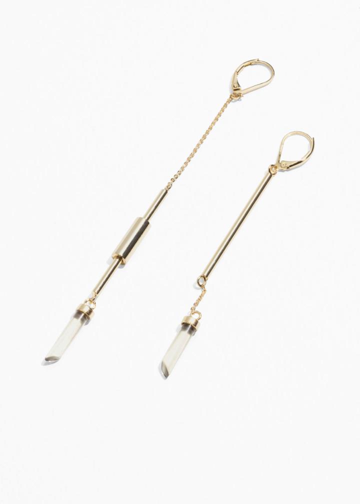 Other Stories Glass Assymetrical Earrings - Gold