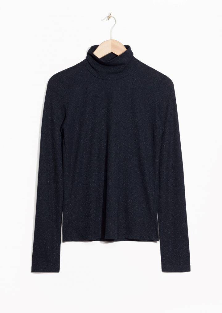 Other Stories Glitter Rib Turtleneck