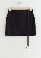 Other Stories Knitted Lace-up Mini Skirt - Black