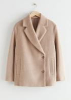 Other Stories Oversized Overlapping Wool Jacket - Beige