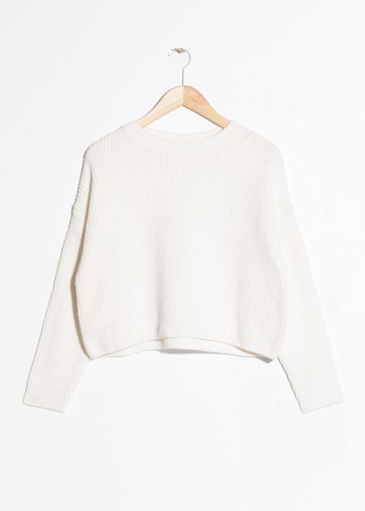 Other Stories Cropped Crewneck Sweater - White