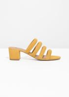 Other Stories Heeled Suede Four Strap Sandal - Yellow