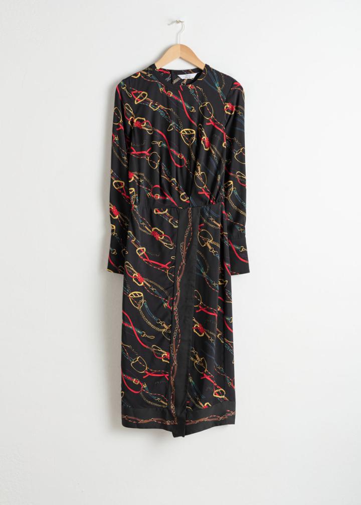 Other Stories Chain Print Midi Dress - Black