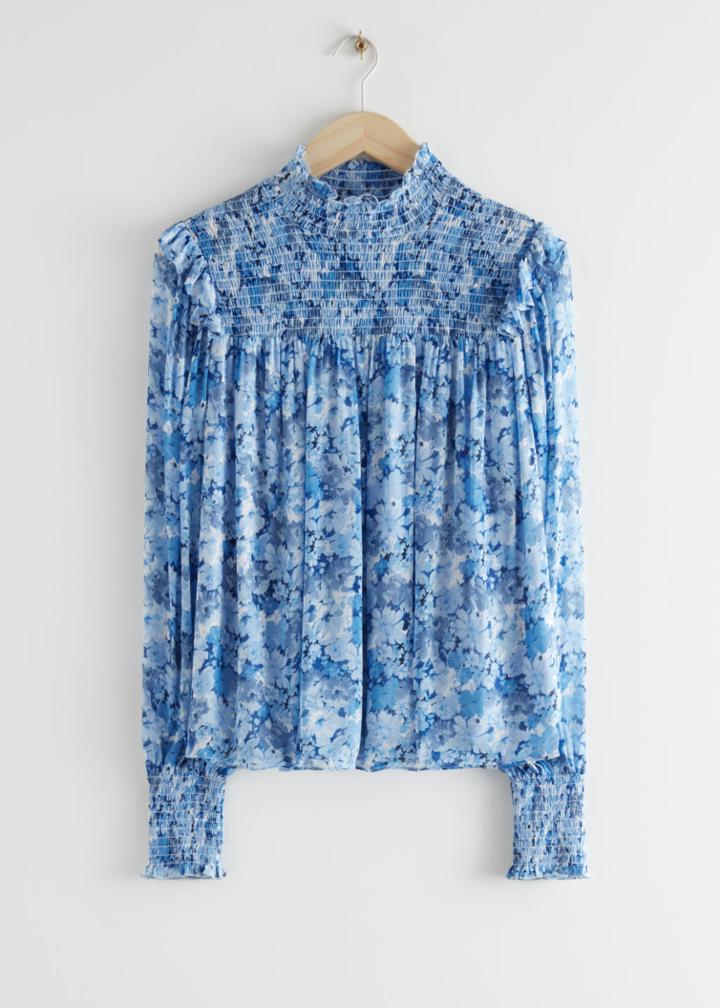 Other Stories Smocked A-line Blouse - Blue