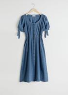 Other Stories Linen Blend Denim Midi Dress - Blue