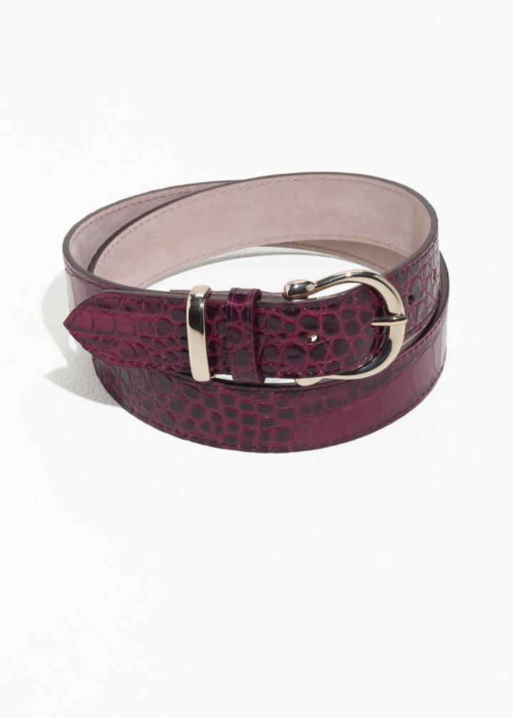 Other Stories Croco Leather Belt - Red