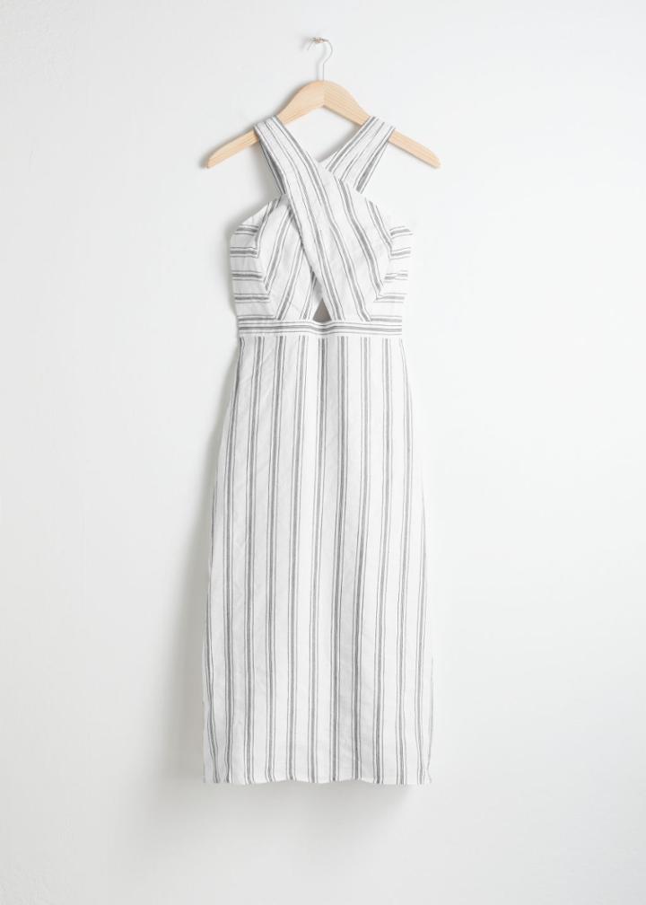 Other Stories Cross Front Linen Dress - White