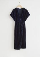 Other Stories Velvet Wrap Midi Dress - Blue