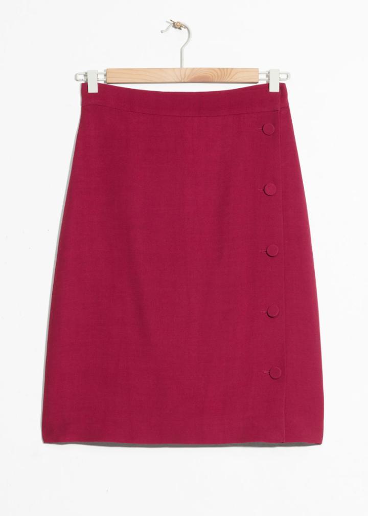 Other Stories High Waist Side Button Skirt - Red