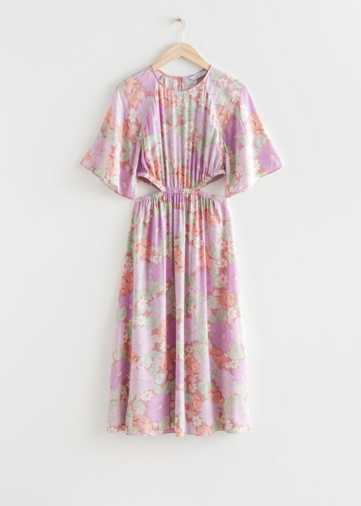 Other Stories Cut-out Waist Midi Dress - Purple
