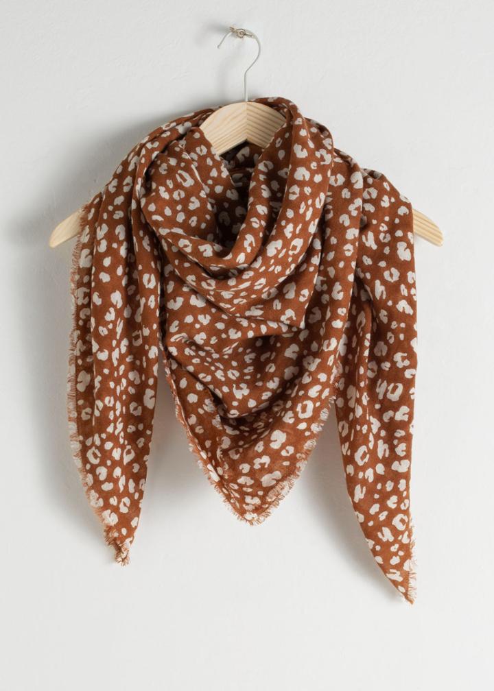 Other Stories Leopard Wool Scarf - Orange