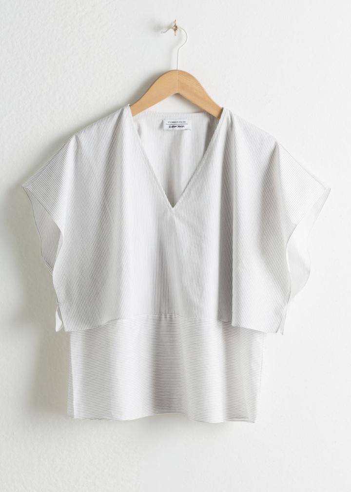 Other Stories Overlap Stripe Blouse - White