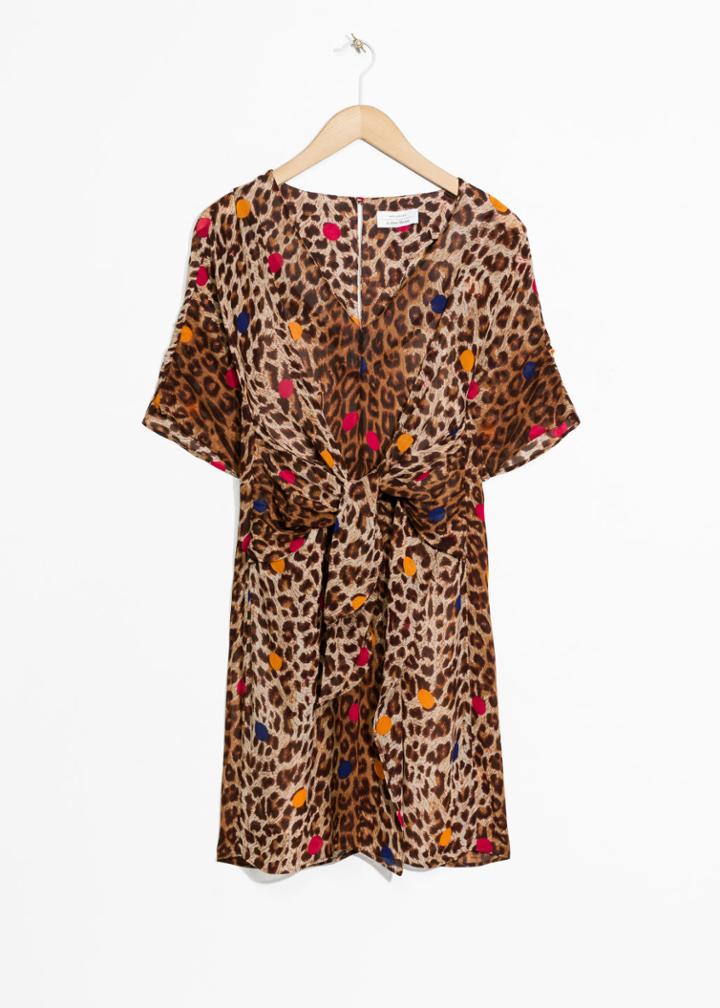 Other Stories Jacquard Twist Tie Dress - Beige