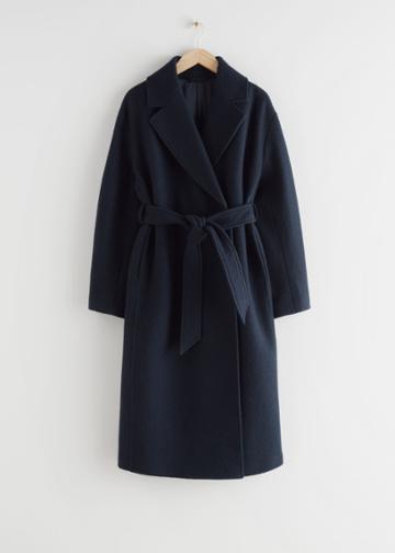 Other Stories Voluminous Belted Wool Coat - Blue