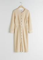 Other Stories Long Sleeve Corduroy Midi Dress - Beige
