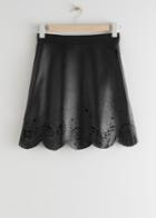 Other Stories Laser Cut Leather Mini Skirt - Black