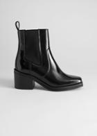 Other Stories Square Toe Leather Boots - Black