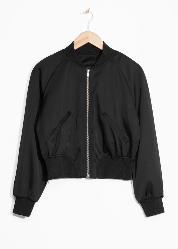 Other Stories Side Zip Bomber Jacket - Black