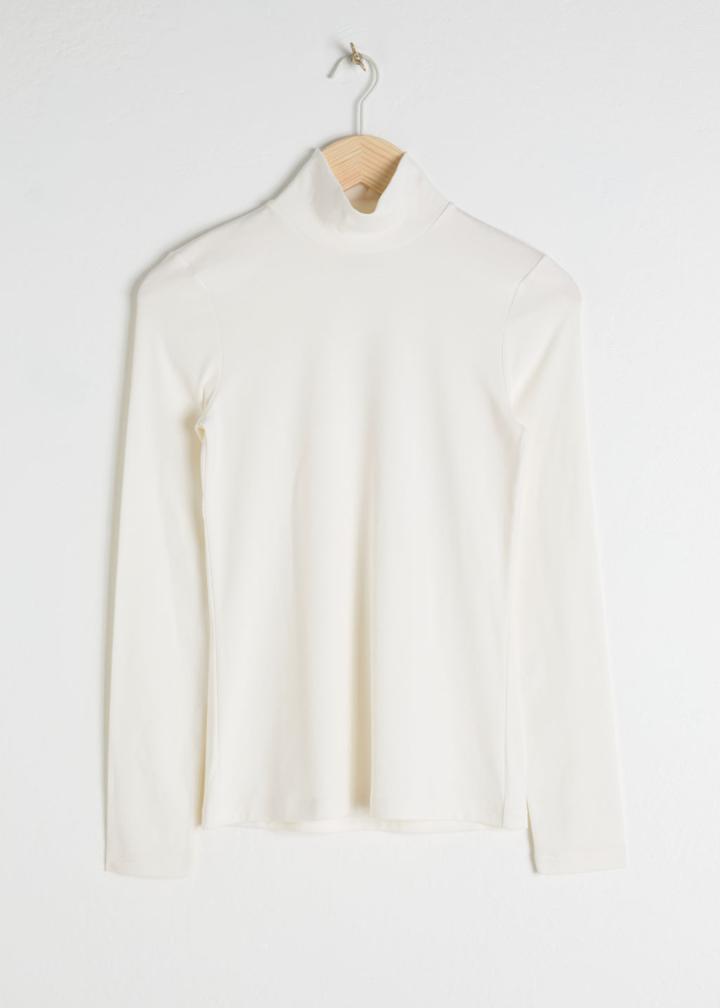 Other Stories Striped Jersey Turtleneck - White