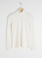 Other Stories Striped Jersey Turtleneck - White