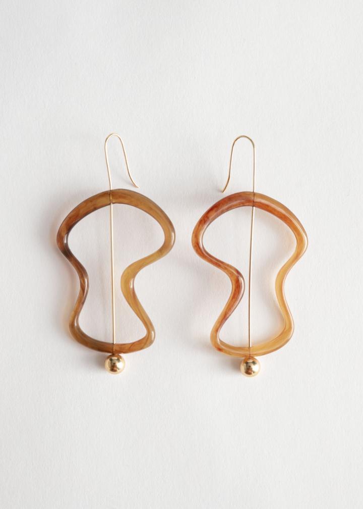 Other Stories Curved Resin Hanging Earrings - Orange