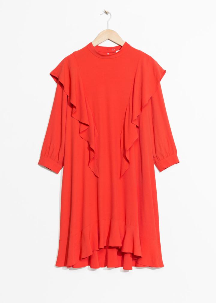 Other Stories Frilled Black Dress - Orange