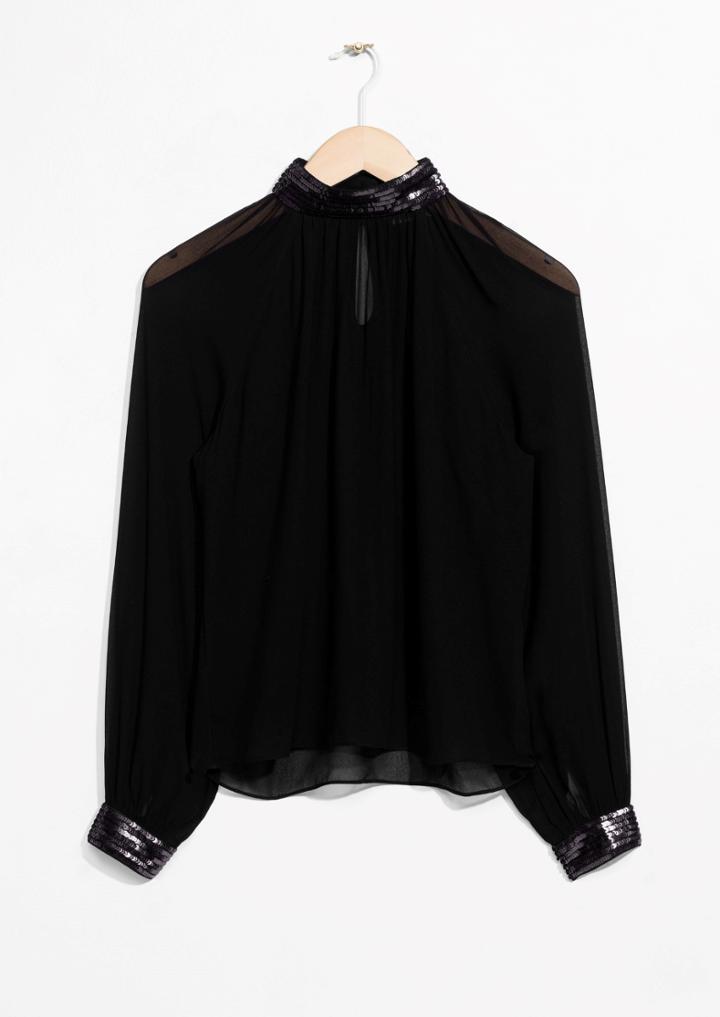 Other Stories Sheer Sequin Blouse