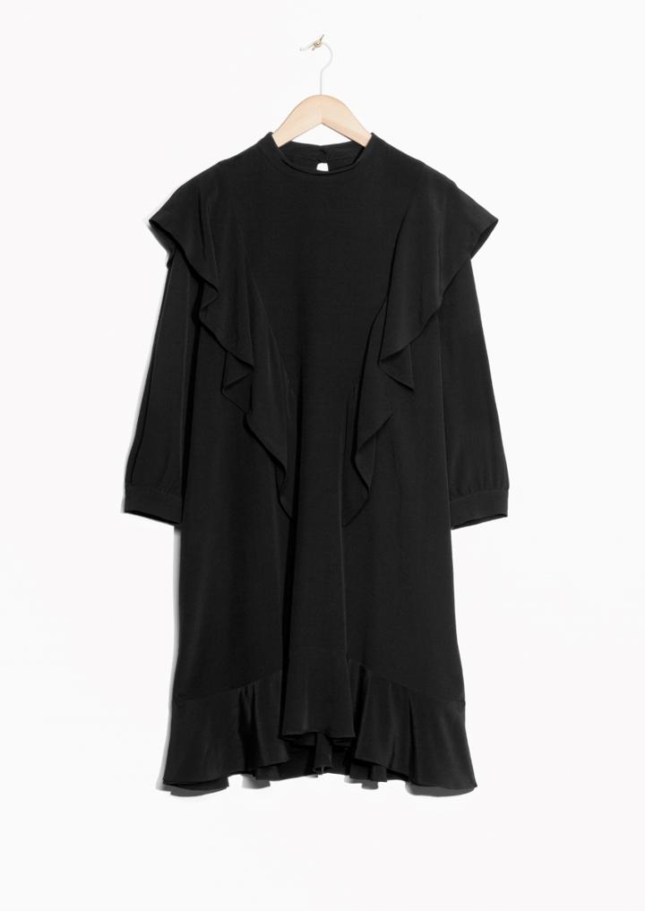 Other Stories Frilled Black Dress