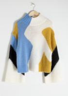 Other Stories Colour Block Mock Neck Sweater - Blue
