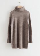 Other Stories Turtleneck Mini Knit Dress - Brown