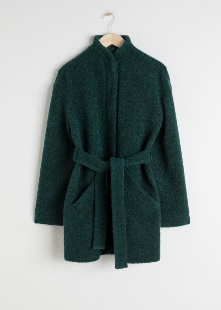 Other Stories Wool Blend Belted Jacket - Green