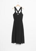 Other Stories Ruffle Strap Silk Wrap Dress - Black