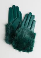 Other Stories Faux Fur Leather Gloves - Green