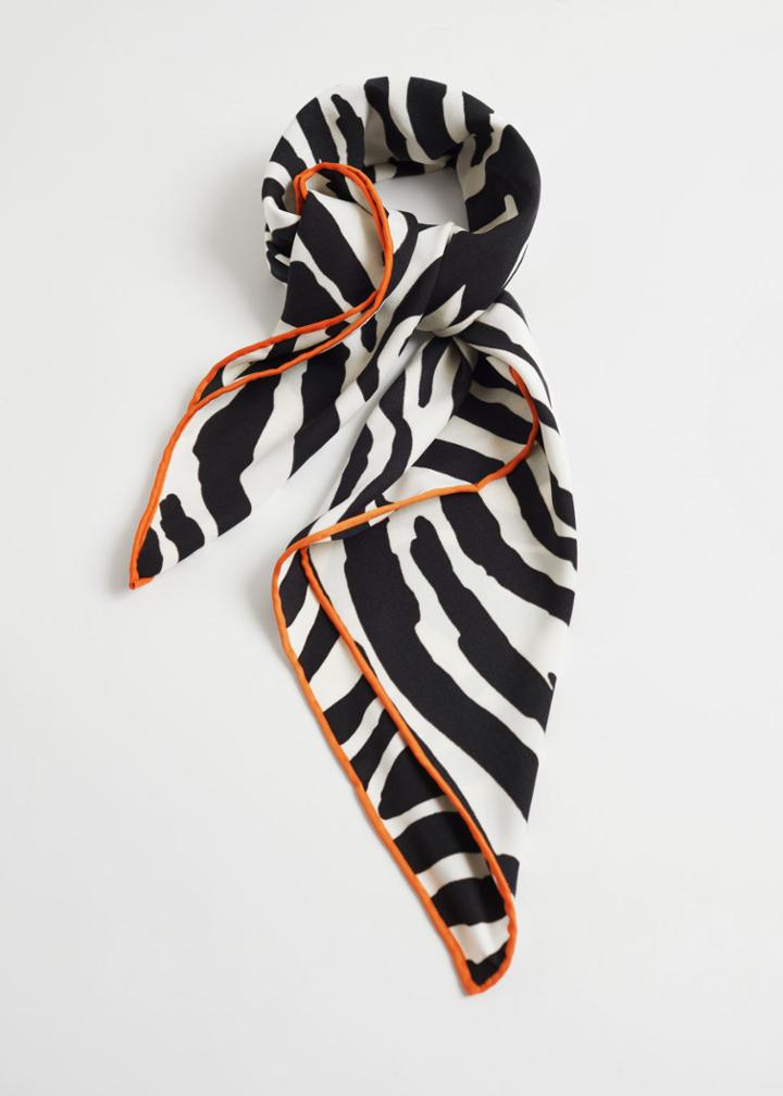 Other Stories Zebra Print Square Scarf - Black